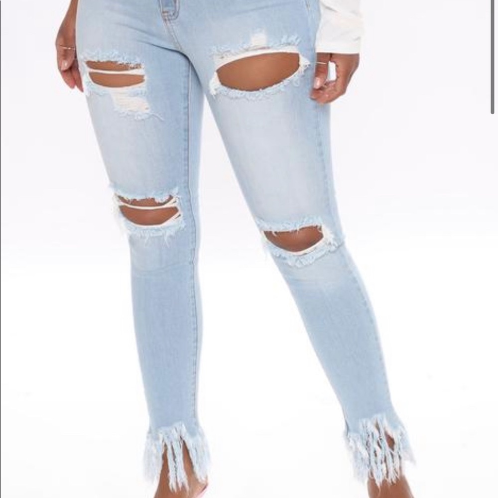 Fashion Nova fringe jeans